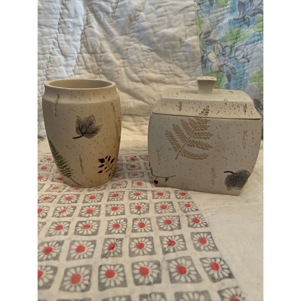 Kohls Falling Leaves Tumbler And Container With Lid Set Hand Painted